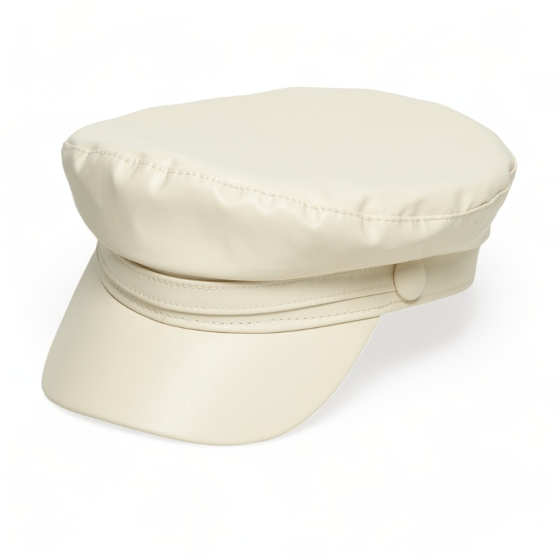 Chokore Retro Leather Beret Cap (White)