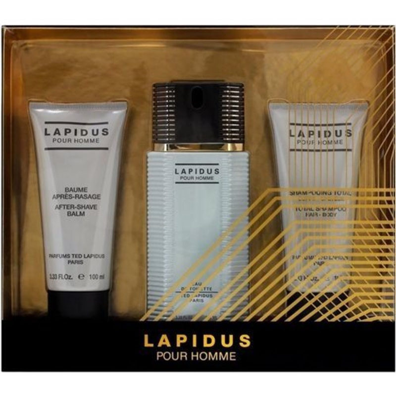 Lapidus Gift Set by Ted Lapidus 3 Piece Gift Set: 3.3 Oz Eau De Toilette Spray + 3.3 Oz After Shave + 3.3 Oz Shampoo. For Men