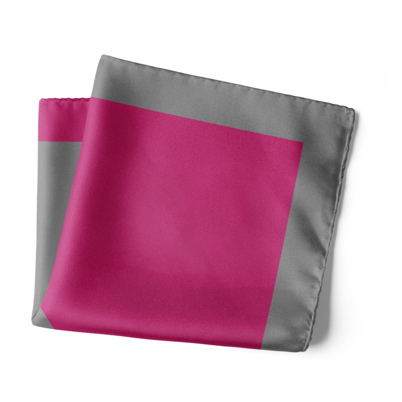 Chokore 2-in-1 Magenta & Gray Silk Pocket Square – Solid Range
