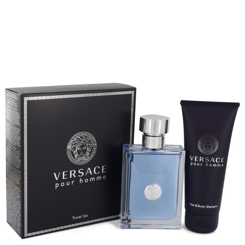 Versace Pour Homme by Versace Gift Set — 3.4 oz Eau De Toilette Spray + 3.4 oz Shower Gel for Men – Premium Designer Fragrance