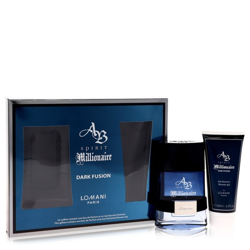 Spirit Millionaire Dark Fusion by Lomani Gift Set — 3.3 oz Eau De Parfum Spray + 3.3 oz Shower Gel for Men – Premium Designer Fragrance