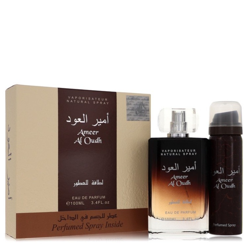 Ameer Al Oudh by Lattafa Gift Set — 3.4 oz Eau De Parfum Spray + 1.7 oz Perfumed Spray for Men – Premium Designer Fragrance