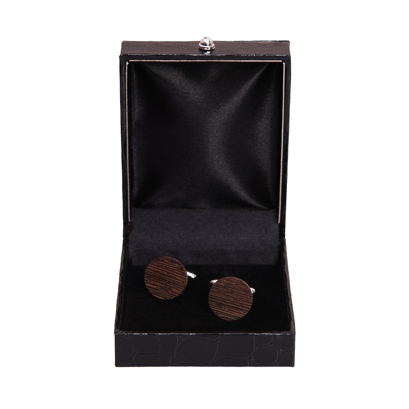 Chokore Natural Dark Wooden Cufflinks For Men