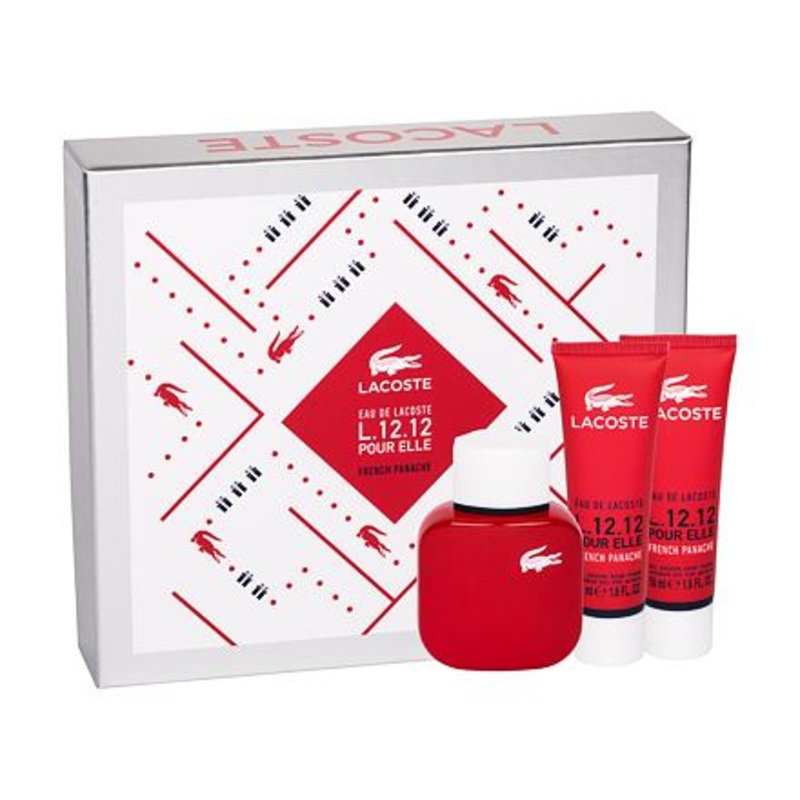 Lacoste Eau De Lacoste L.12.12 Pour Elle French Panache 3 Piece Gift Set For Women (1.6 oz Eau de Toilette + 1.6 oz Shower Gel x 2)