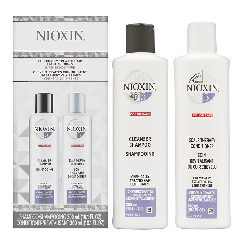 Nioxin System 5 Duo Cleanser + Scalp Therapy – Chemically Treated Hair | Light Thinning | Color Safe 2 x 10.1oz
