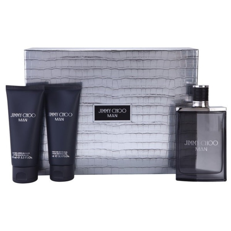Jimmy Choo Man Gift Set by Jimmy Choo 3 Piece Gift Set: 3.3 Oz Eau De Toilette Spray + 3.3 Oz Aftershave Balm + 3.3 Oz Shower Gel. For Men