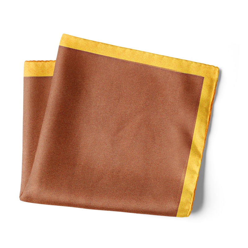 Chokore Chocolate & Orange Silk Pocket Square – Squared line 13.513.5
