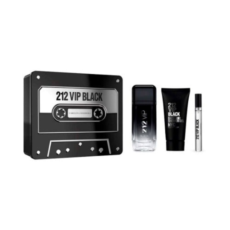 Carolina Herrera 212 VIP Black Men Eau De Parfum 100ml 3pc Gift Set