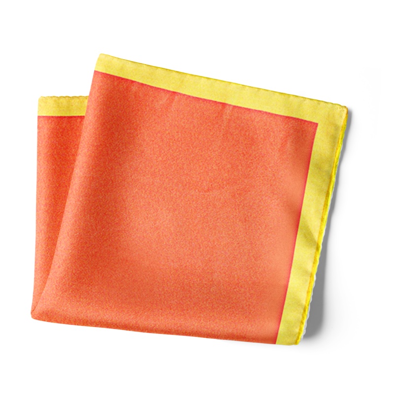 Chokore Red & Orange Silk Pocket Square – Squared line 13.513.5