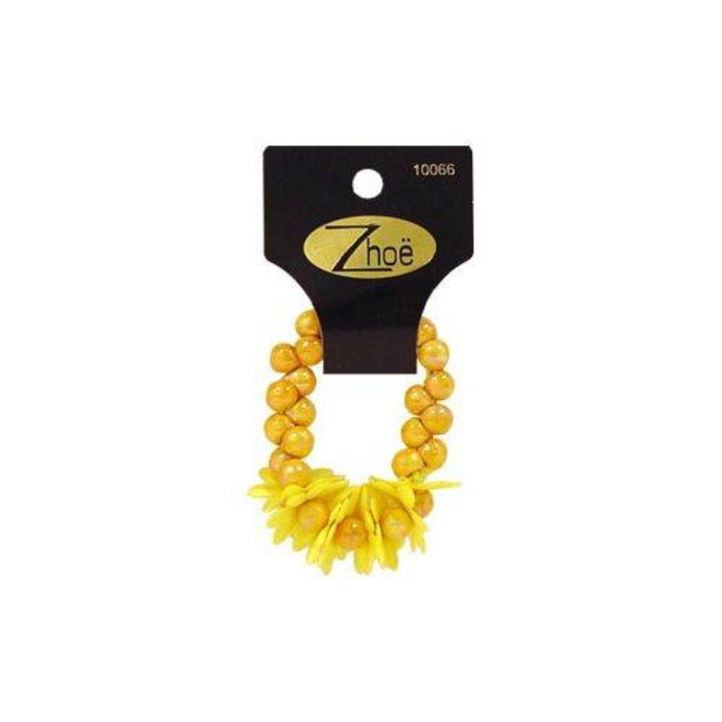Zhoe Floral Bead Hair Scrunchie 10066 Yellow