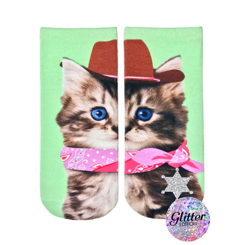Living Royal Cowboy Kitty Glitter Ankle Socks Model No. 118G – 1 Pair