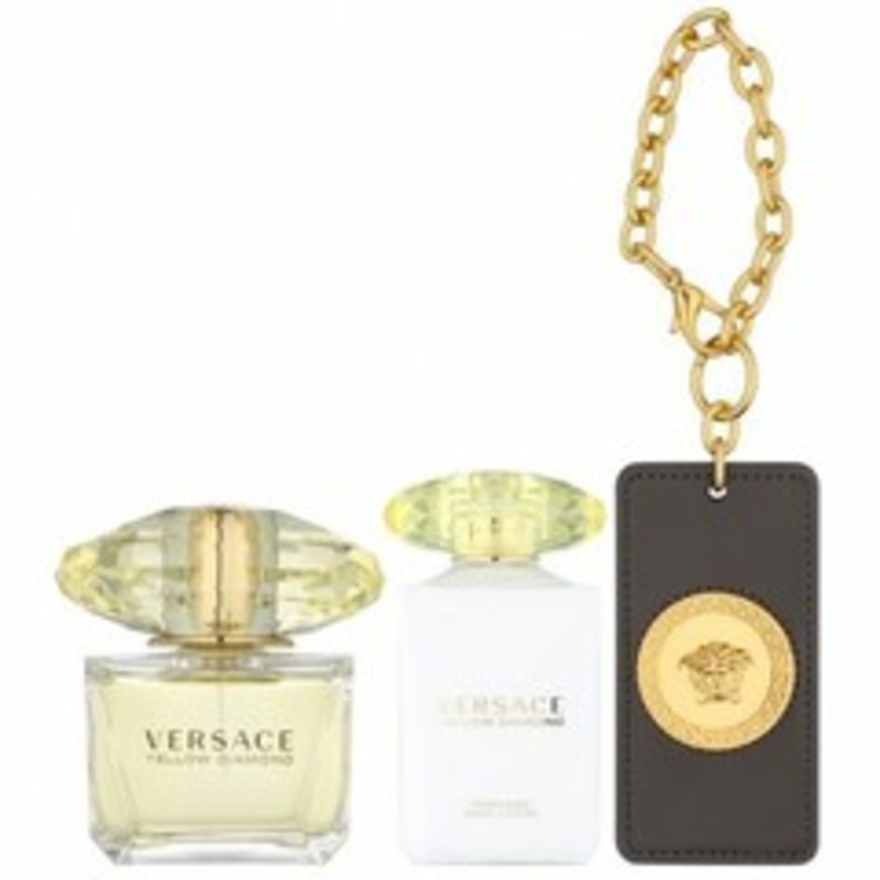 Yellow Diamond Gift Set by Versace 3 Piece Gift Set: 3.0 oz Eau de Toilette Spray + 3.0 oz Body Lotion + Versace Key Chain for Women