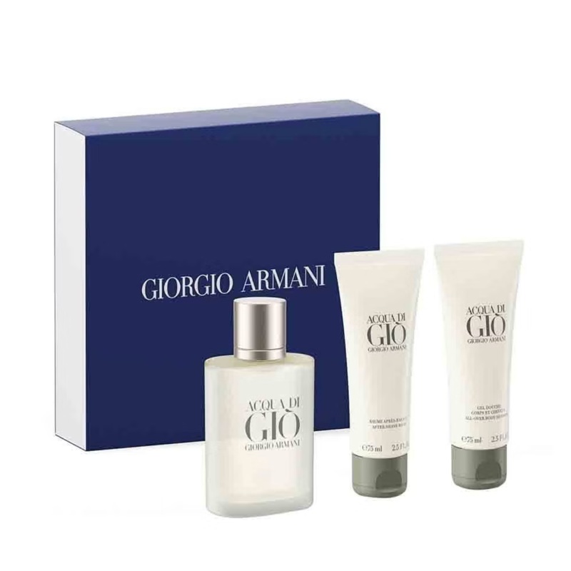 Giorgio Armani Acqua Di Gio 3PCS Gift Set – 50ML EDT Spray + 75ML After Shave Balm + 75ML Body Shampoo (Men)