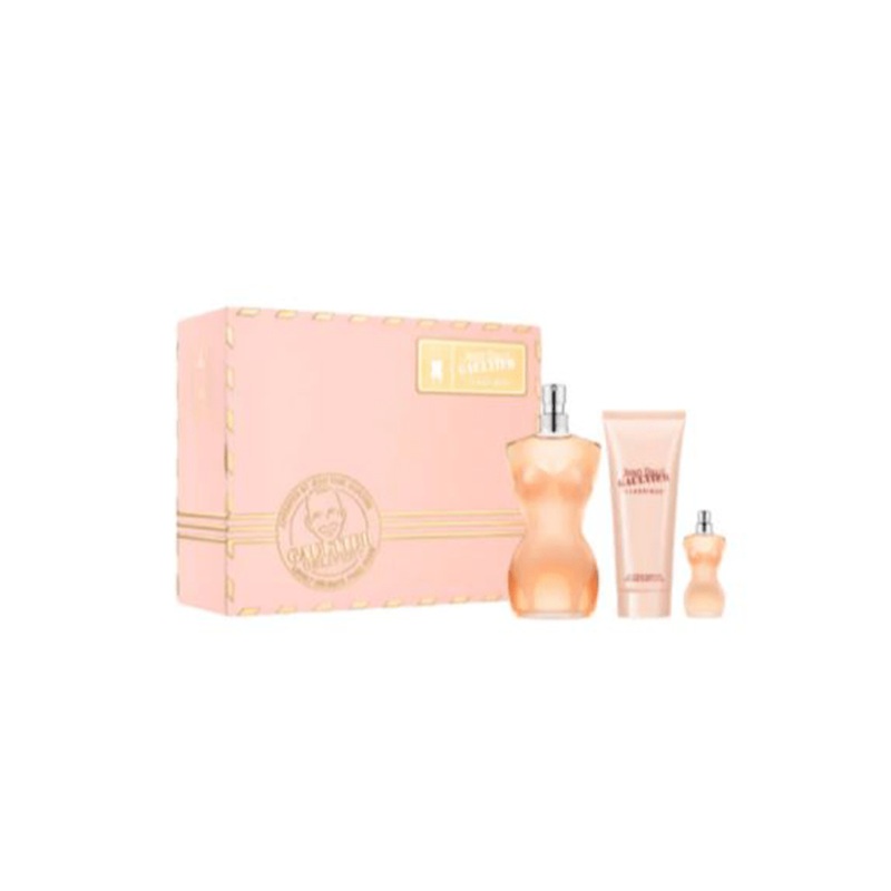 Jean Paul Gaultier Classique Eau de Toilette Women’s Gift Set Spray (100ml) with Body Lotion & 6ml EDT