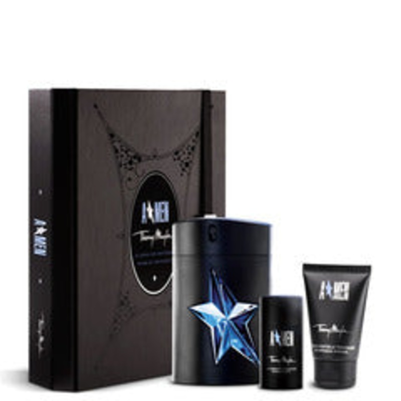 Angel Men Gift Set by Thierry Mugler 3 Piece Gift Set: 3.4 oz Eau De Toilette Spray Refillable Rubber Bottle + 1.7 oz Hair And Body Shampoo + 0.7 oz Deodorant Stick for Men