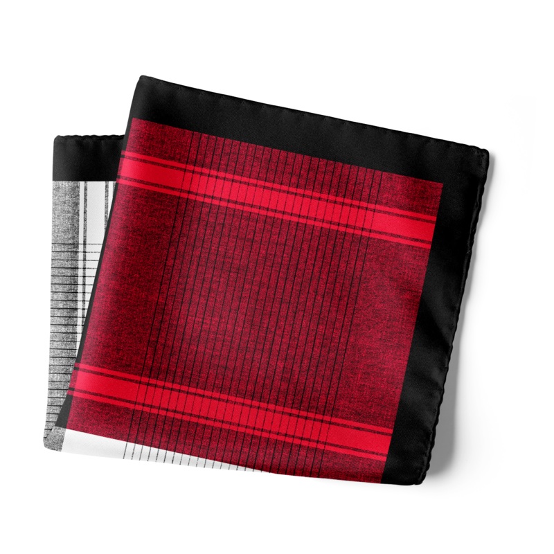 Chokore 4-in-1 Black & Red Silk Pocket Square 18×18