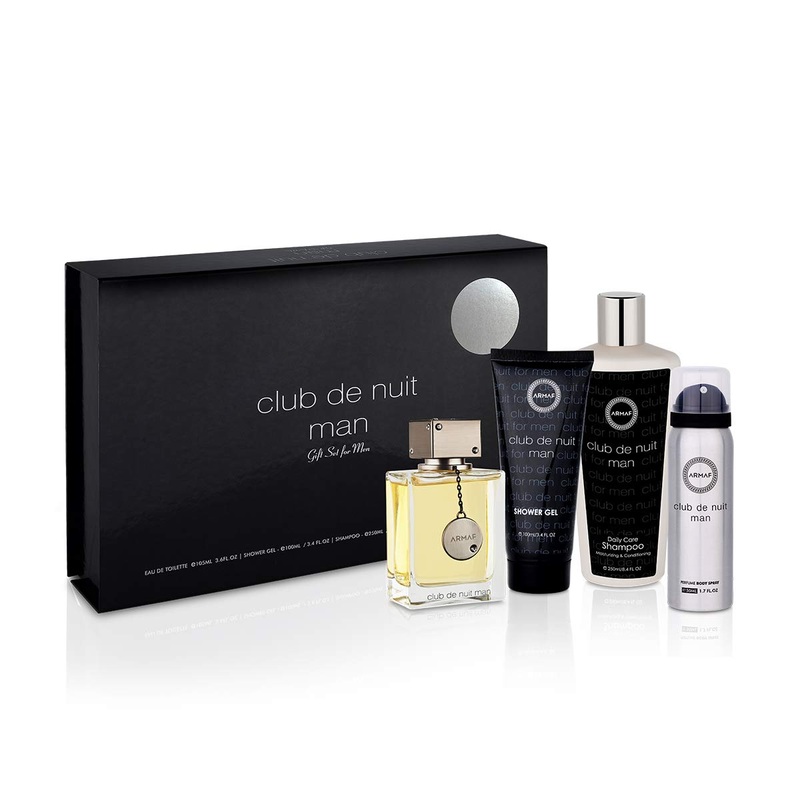 Armaf Club De Nuit Classic Gift Set – 105ML EDT Spray + 100ML Shower Gel + 250ML Shampoo + 50ML Perfume Body Spray (Men)