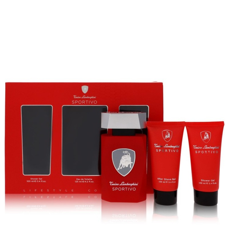 Lamborghini Sportivo by Tonino Lamborghini Gift Set For Men Gift Set — 4.2 oz Eau De Toilette Spray + 3.4 oz Shower Gel + 3.4 oz After Shave Balm