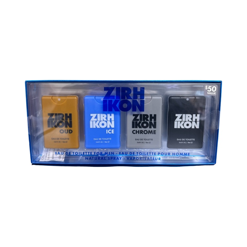 Zirh Ikon Miniature Gift Set – (4 X 18ML EDT Spray) Oud + Ice + Chrome + Classic (Men)