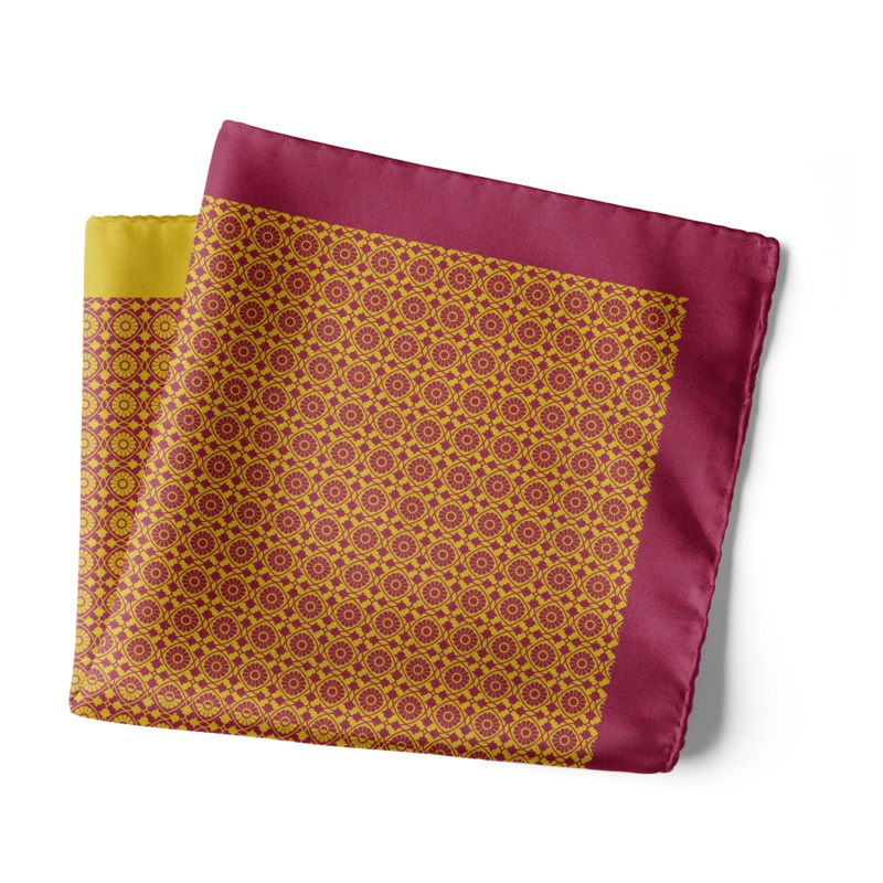 Chokore Burgundy & Lemon Green Silk Pocket Square – Indian At Heart line 13.513.5