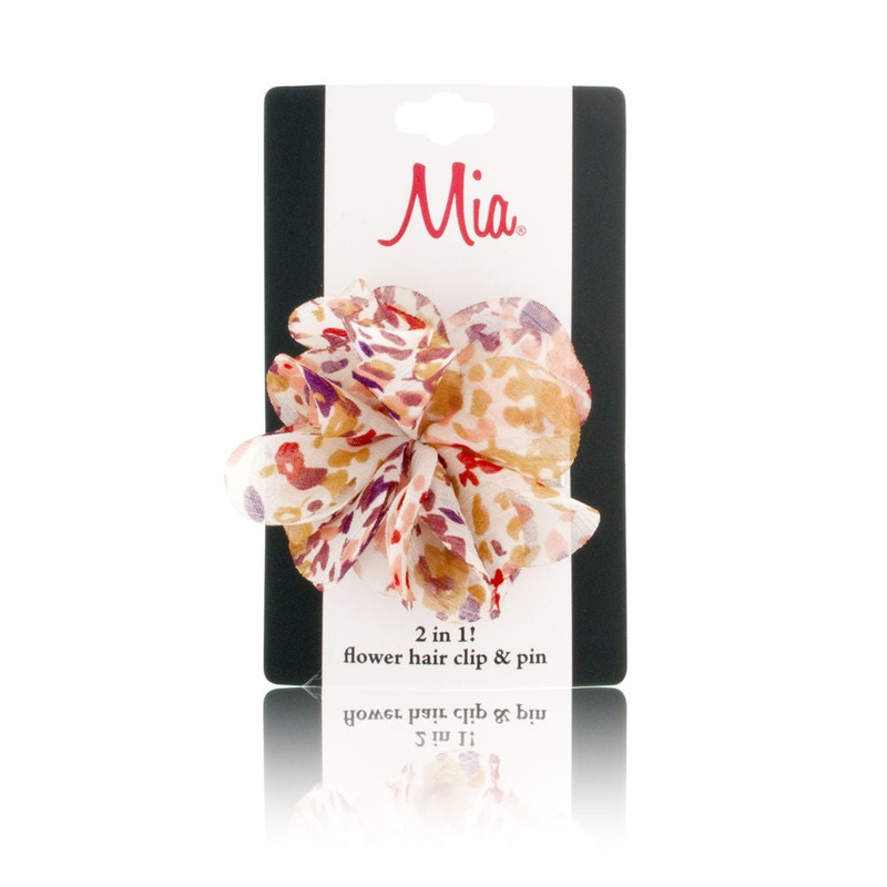 Mia 2 in 1 Flower Hair Clip & Pin – Small Model No. 02400 – Pink Print