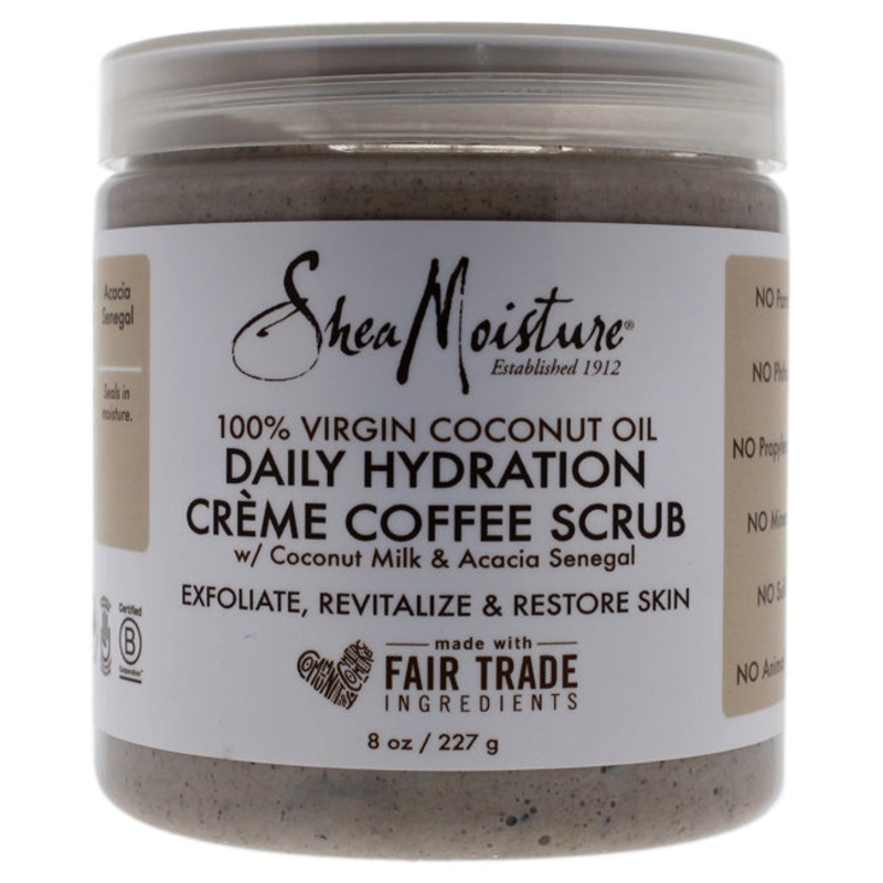 100 Percent Virgin Coconut Oil Daily Hydration Creme Coffee Scrub by Shea Moisture for Unisex – 8 oz Scrub 8 oz.