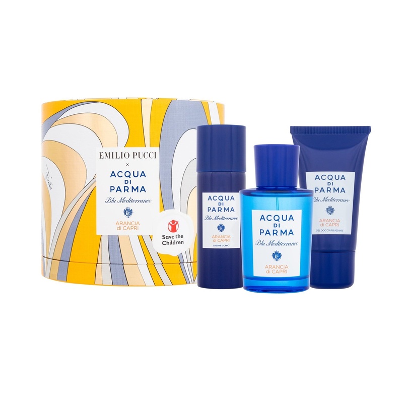 Emilio Pucci x Acqua Di Parma Blu Mediterraneo Arancia Di Capri Gift Set – 75ML EDT Spray + 40ML Shower Gel + 50ML Body Lotion (Men)
