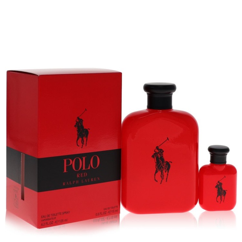 Polo Red by Ralph Lauren Gift Set For Men’s Gift Set — 4.2 oz Eau De Toilette Spray + 0.5 oz Mini EDT