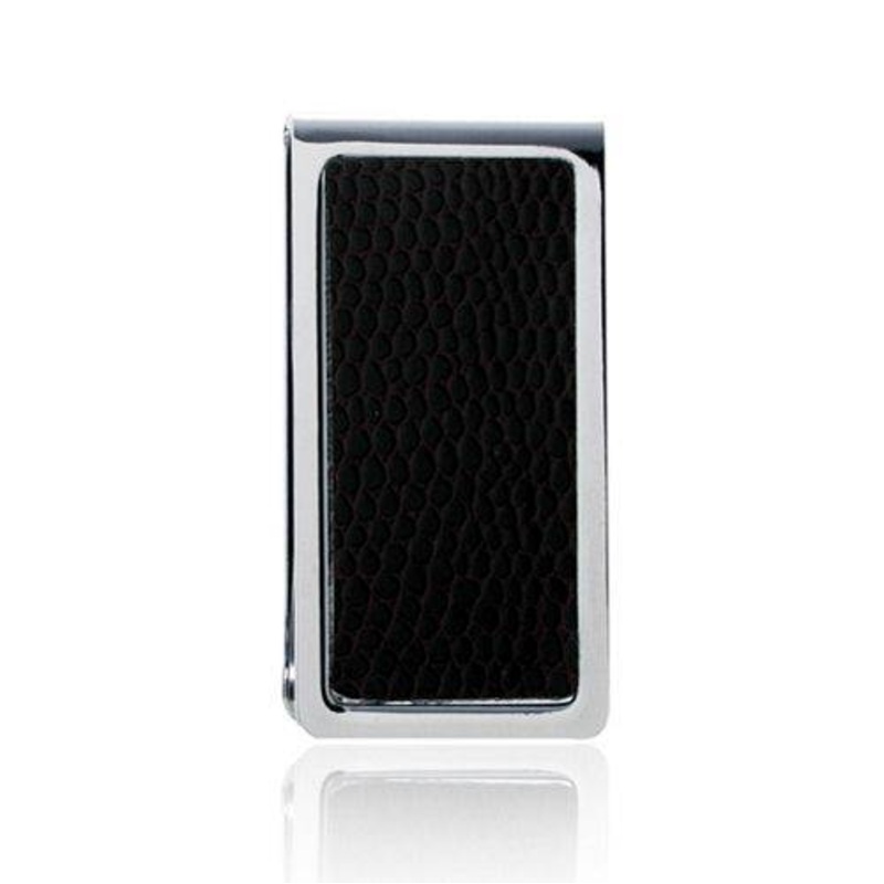 Aeropen Money Clip ( Chrome Plate with Brown Faux Snake Skin ) Model No. MC-237