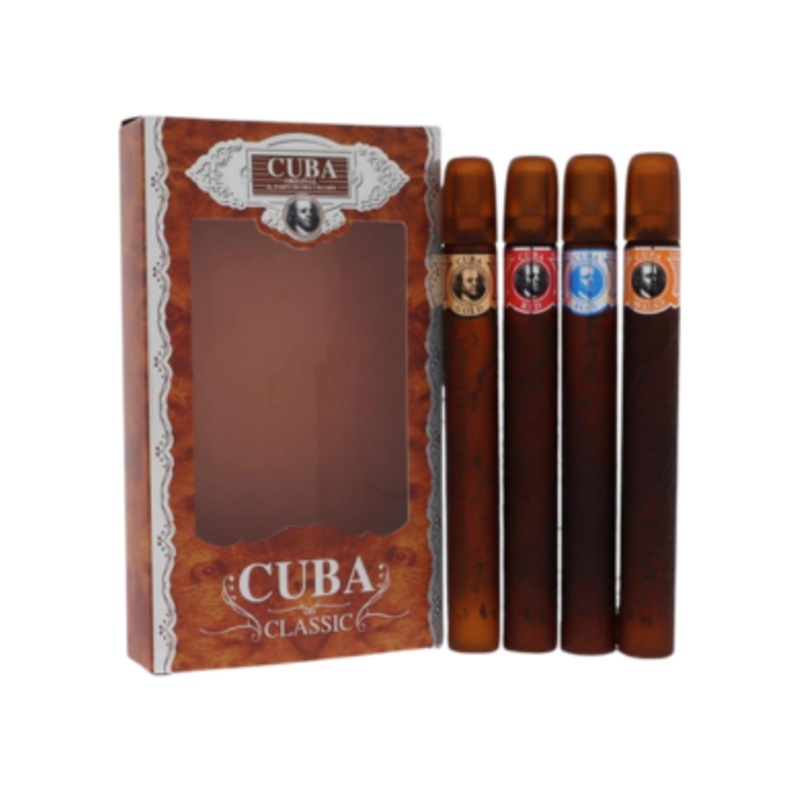 Cuba Gold by Fragluxe – Men Gift Set Gift Set — Cuba Variety Set includes All Four 1.15 oz Sprays, Cuba Red, Cuba Blue, Cuba Gold and Cuba Orange