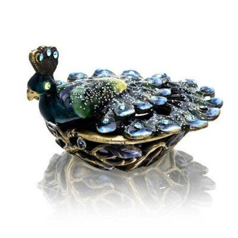 Green and Blue Peacock Decorative Trinket Box Model No. J-453