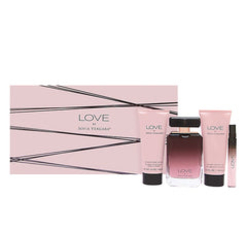 Love Gift Set by Sofia Vergara 4 Piece Gift Set: 3.4 oz Eau de Parfum Spray + 0.33 Mini EDP + 3.5 oz Body Butter + 3.4 oz Shower Gel for Women