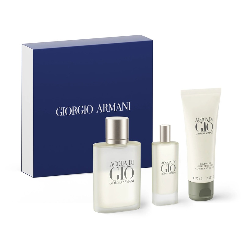 Giorgio Armani Acqua Di Gio 3PCS Gift Set – 100ML EDT Spray + 75ML Body Shampoo + 15ML Mini Spray (Men)