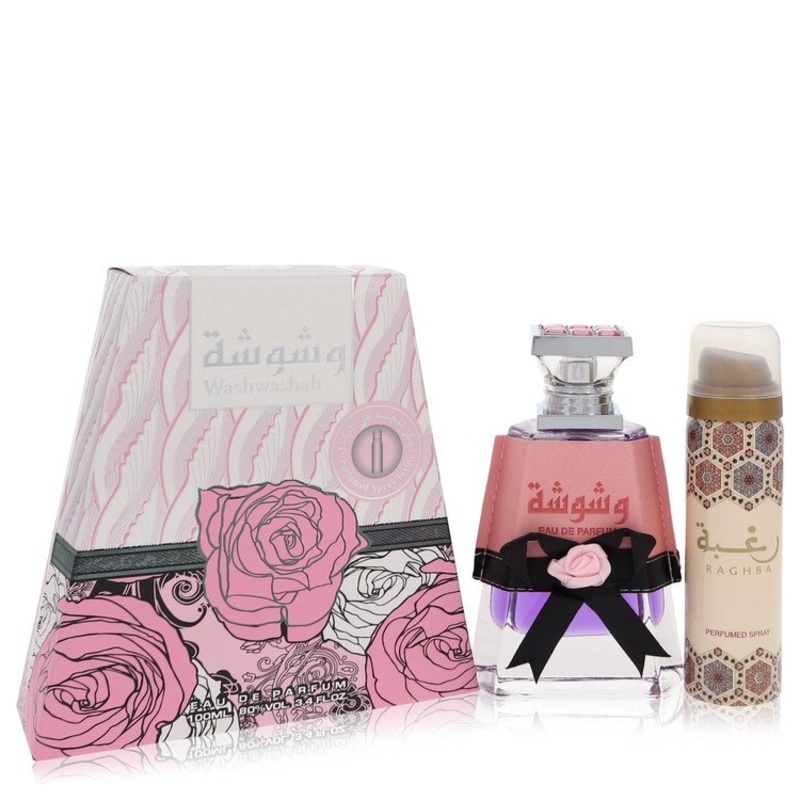 Washwashah by Lattafa For Women Eau De Parfum Spray Plus 1.7 oz Deodorant 3.4 oz